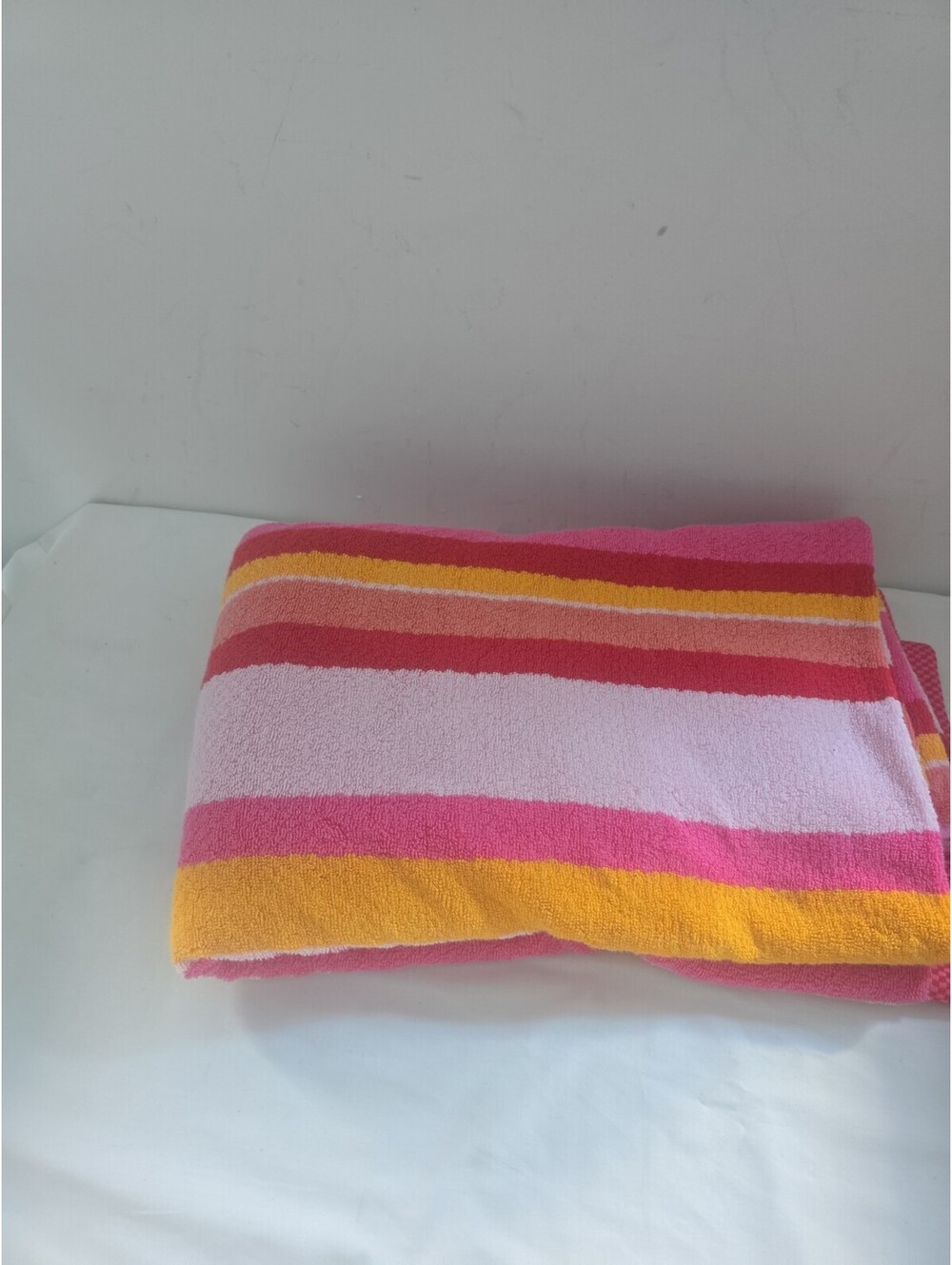 100% Cotton Towel Pink Coral Orange Striped Bath Towel